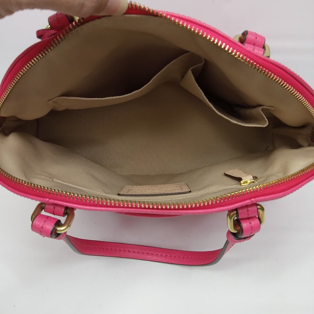 Coach Peyton Leather Cora Domed Satchel Bag M1381-F25671 - Picture 8 of 11